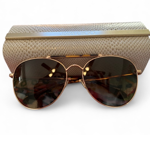Accessories - Jimmy Choo Gold Aviator Sunglasses
